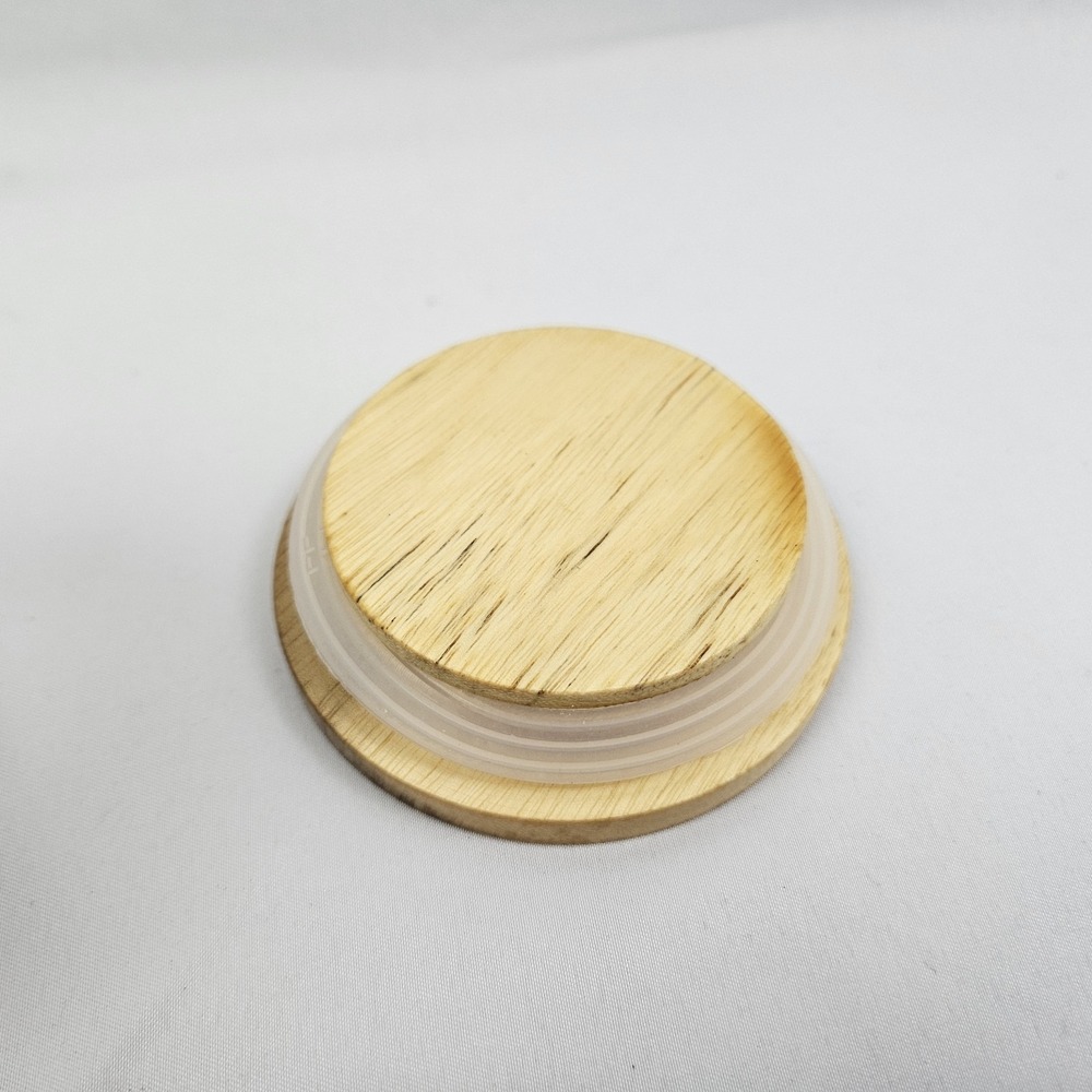 Rae Dunn Ceramic Salt Cellar Canister with Wooden Lid Farmhouse Decor White - Picture 7 of 12